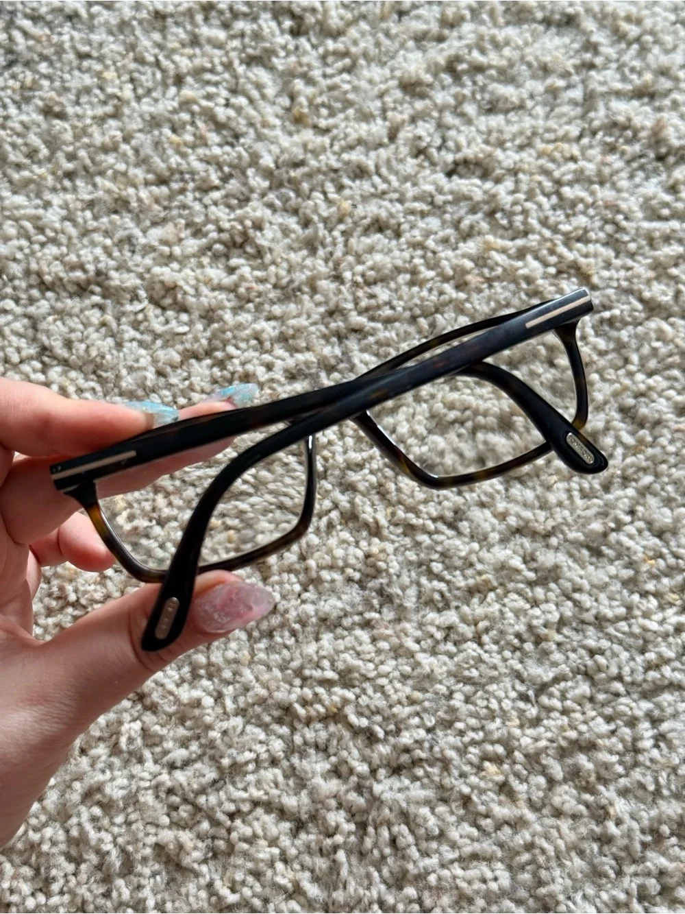Tom Ford Tortoise Shell Rectangular Glasses - Brown Tortoise with Gold Accents